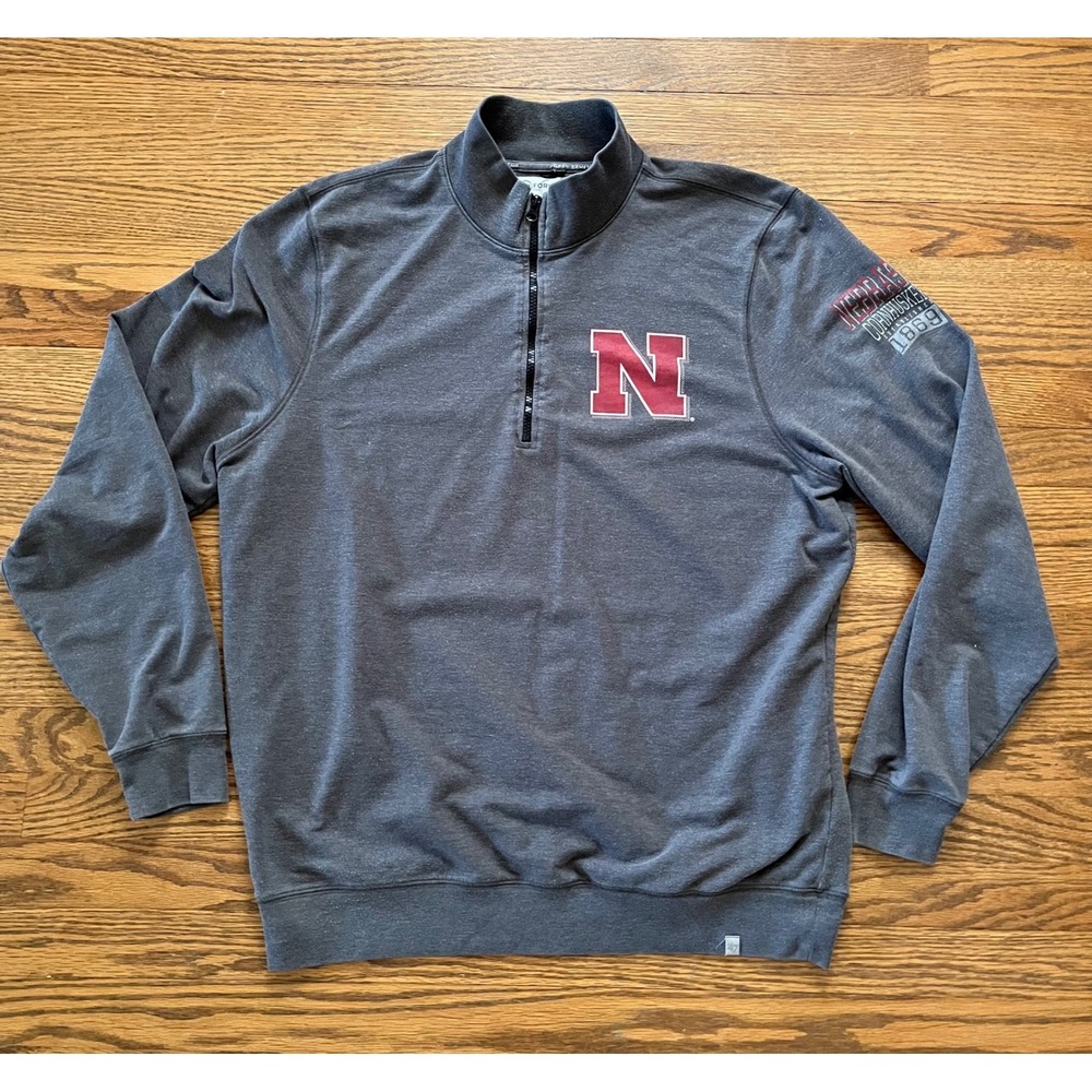 '47 Brand Nebraska Cornhuskers Mens XL 1/4 Zip Pullover Shirt Gray Heather